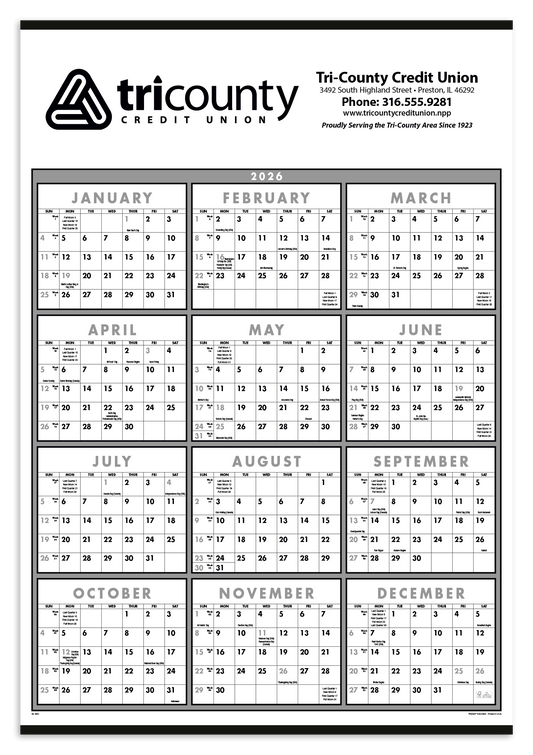 Triumph Calendars Black  White SpanAYear NonLaminated Calendar-6221