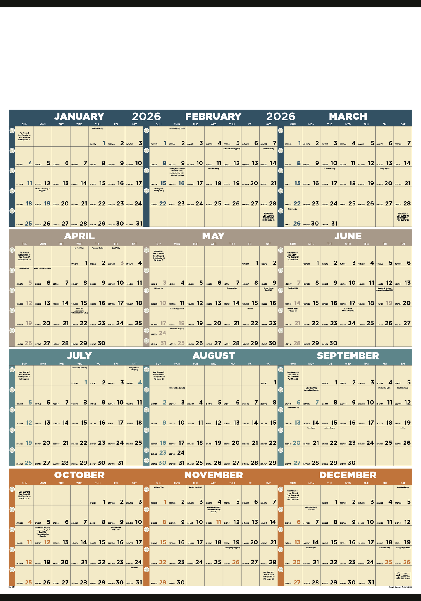 Triumph Calendars Time Management SpanAYear NonLaminated Calendar-6251