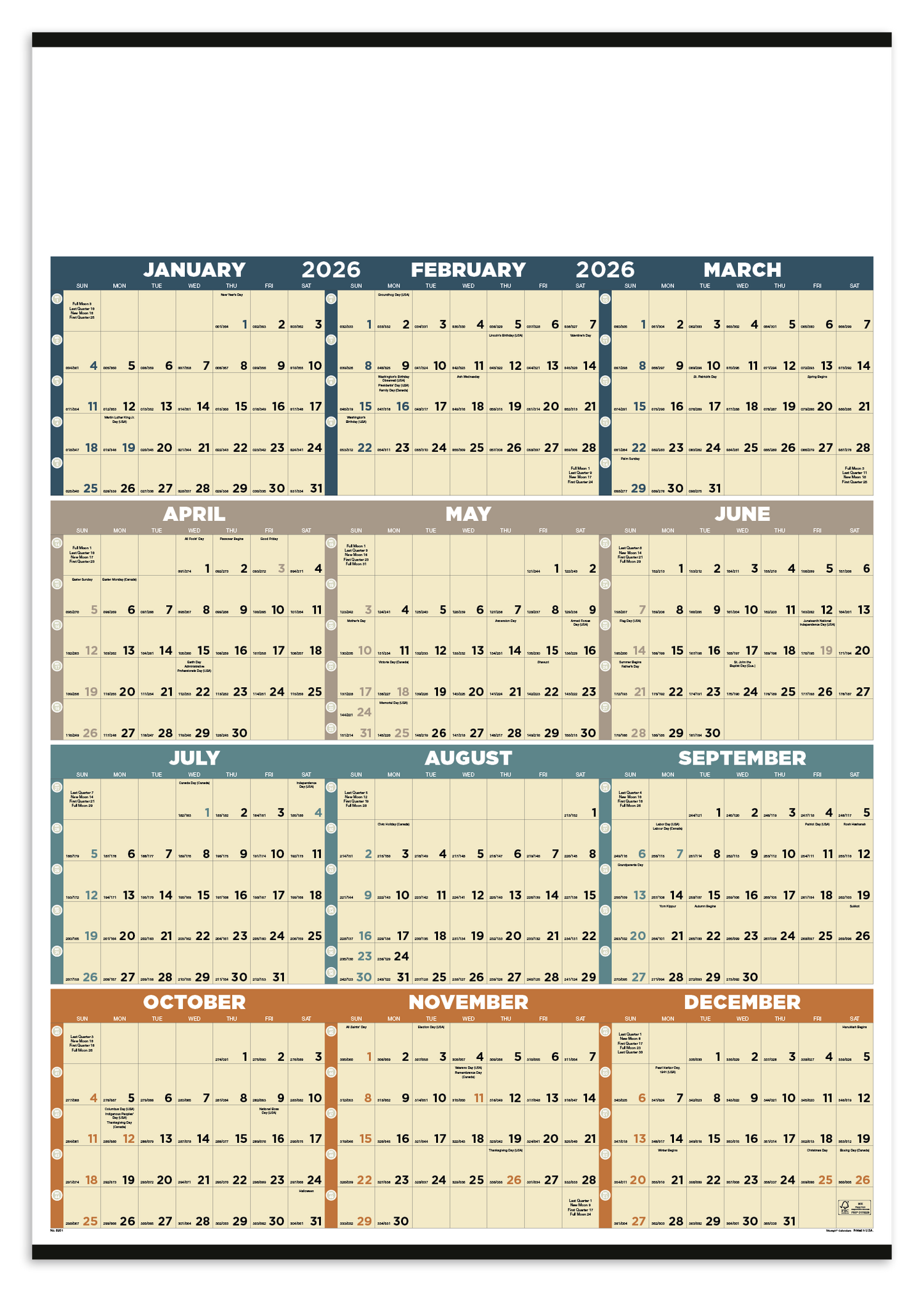 Triumph Calendars Time Management SpanAYear NonLaminated Calendar-6251