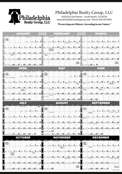 Triumph Calendars Black  White Time Management SpanAYear NonLaminated Calendar-6255