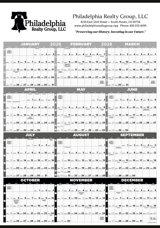 Triumph Calendars Black  White Time Management SpanAYear NonLaminated Calendar-6255