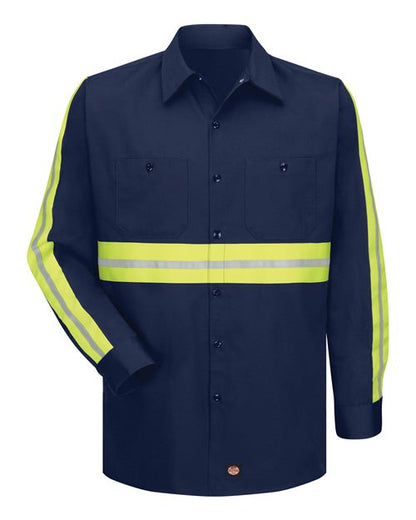 Men's Tall Enhanced Visibility Long Sleeve Cotton Work Shirt