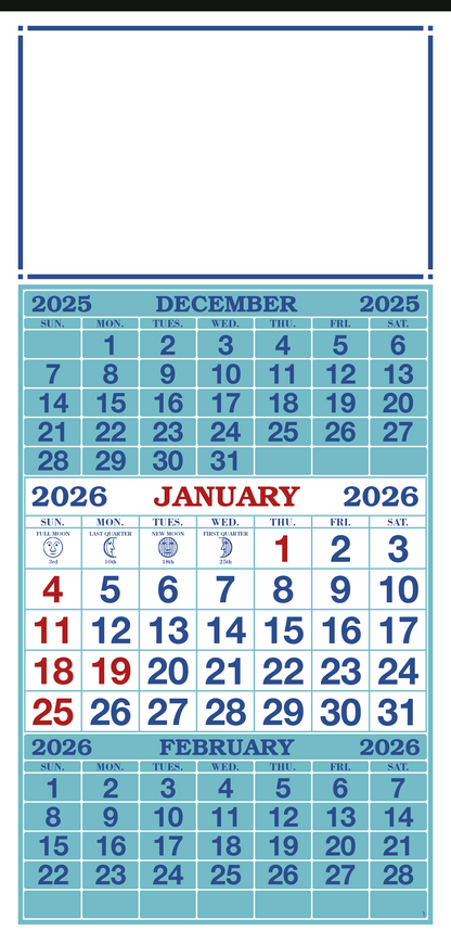 Skinner  Kennedy 3Month Display 12Sheet Calendar-63-E