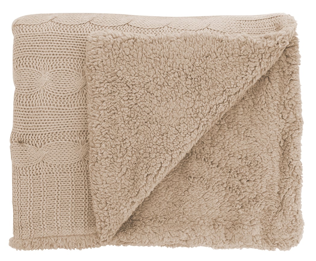 Cable Knit Sherpa Blanket-26296