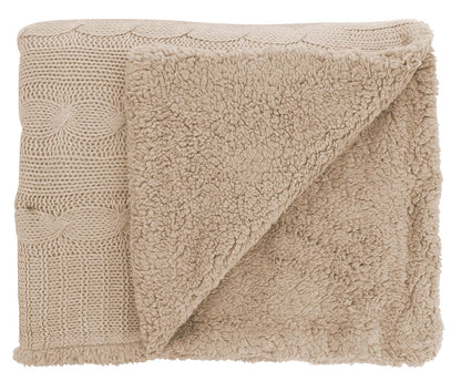 Cable Knit Sherpa Blanket-26296