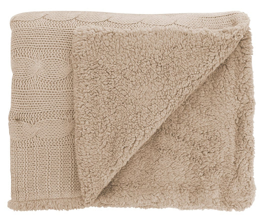 Cable Knit Sherpa Blanket-26296