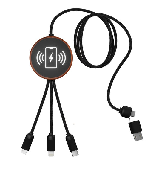 SCX Innovative Design 5in1 Bamboo 5W Wireless Charging Cable-32508