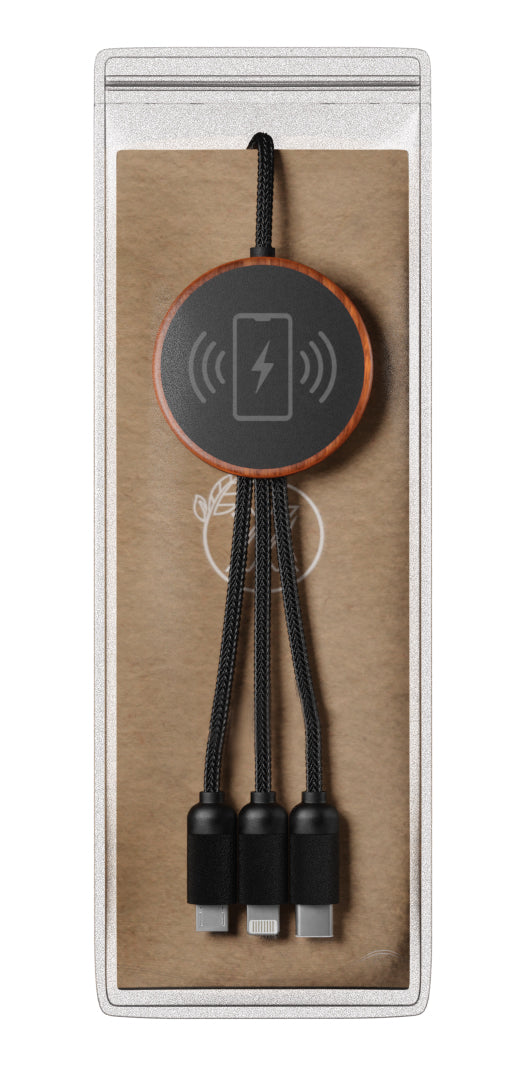 SCX Innovative Design 5in1 Bamboo 5W Wireless Charging Cable-32508