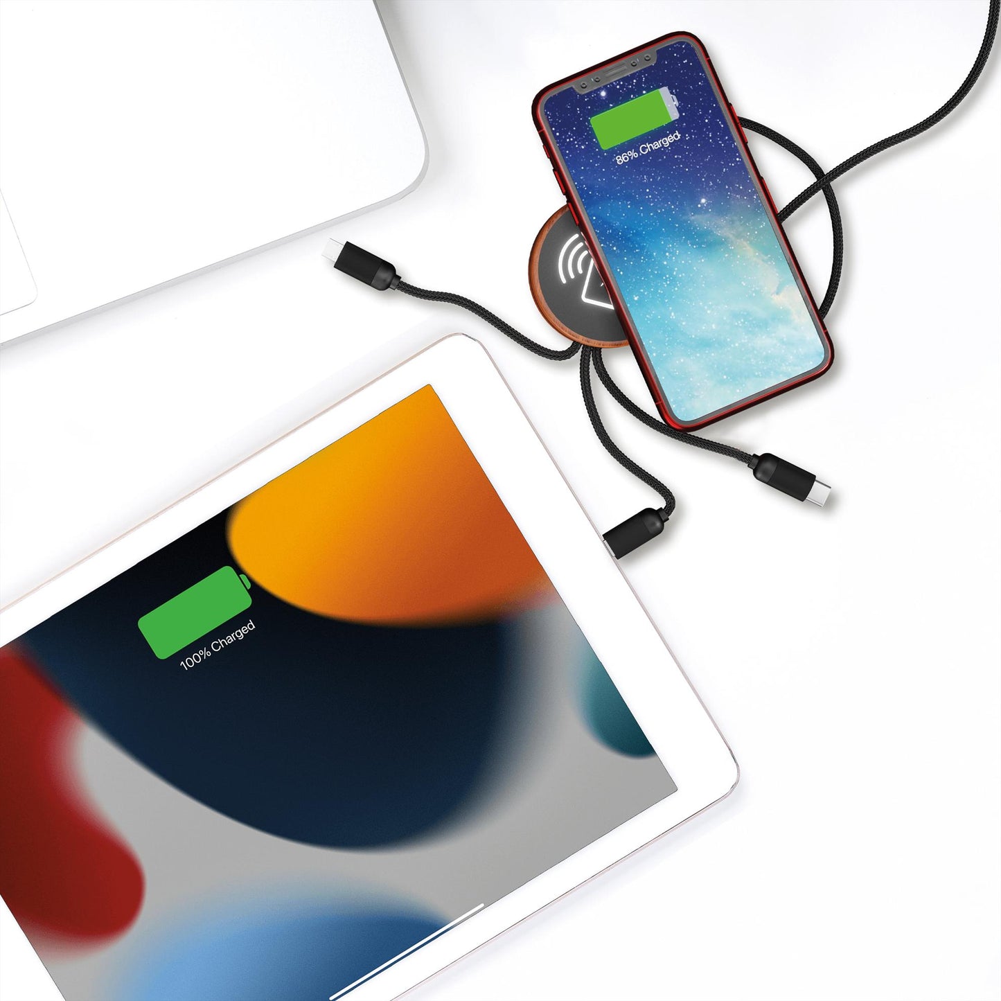 SCX Innovative Design 5in1 Bamboo 5W Wireless Charging Cable-32508
