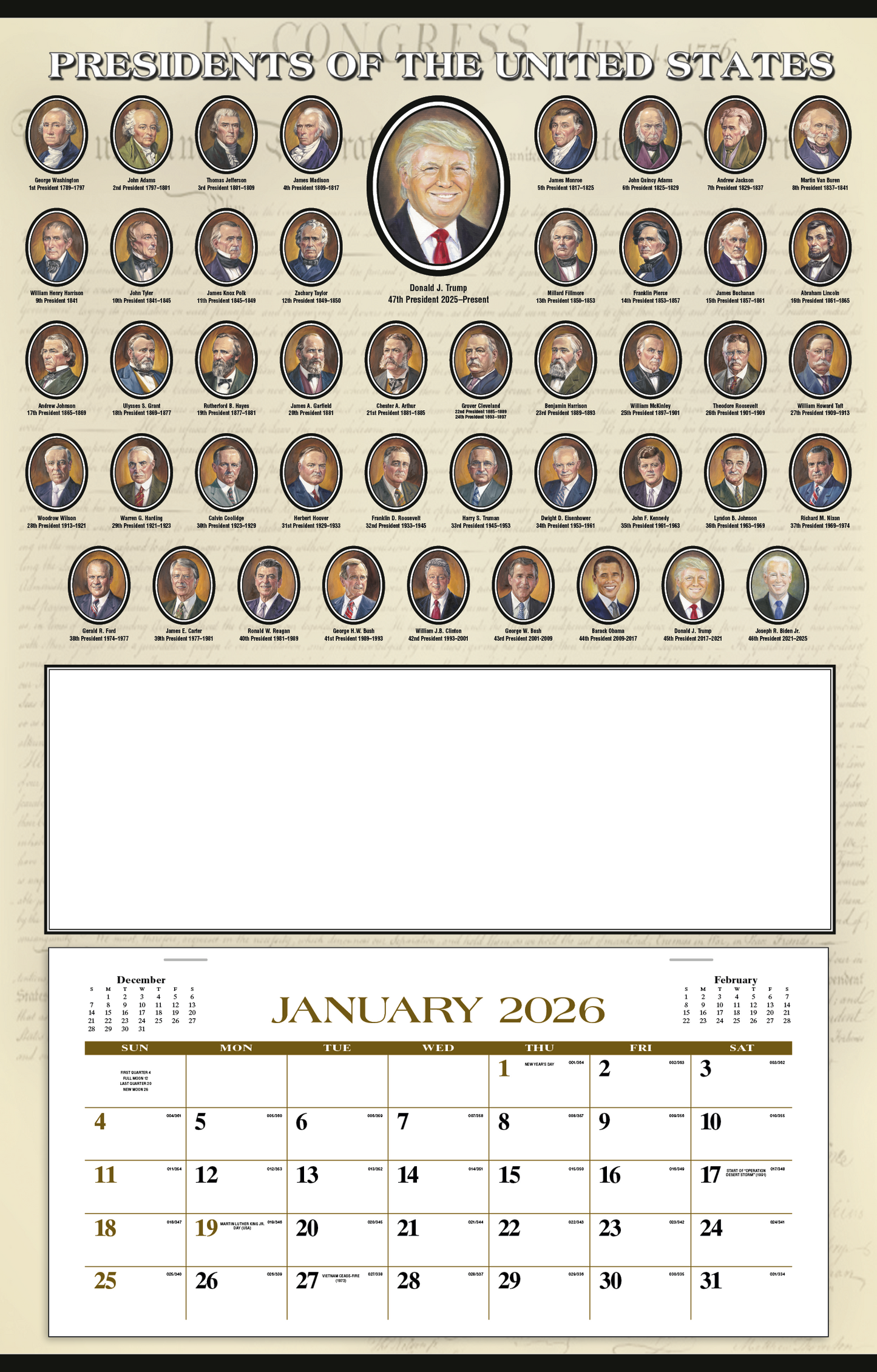 Triumph Calendars Presidents Hanger 12Month Calendar-6403
