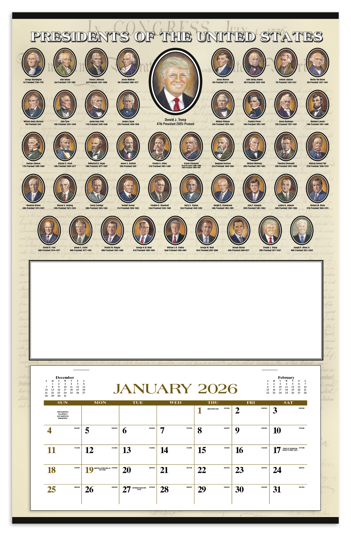 Triumph Calendars Presidents Hanger 12Month Calendar-6403