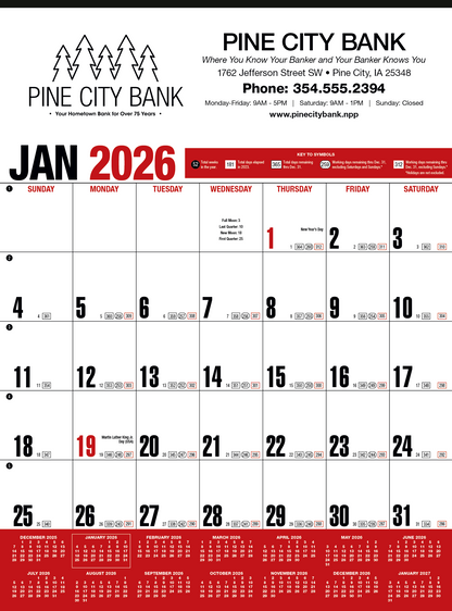 HotLine Products Yearly Record Red Calendar-642