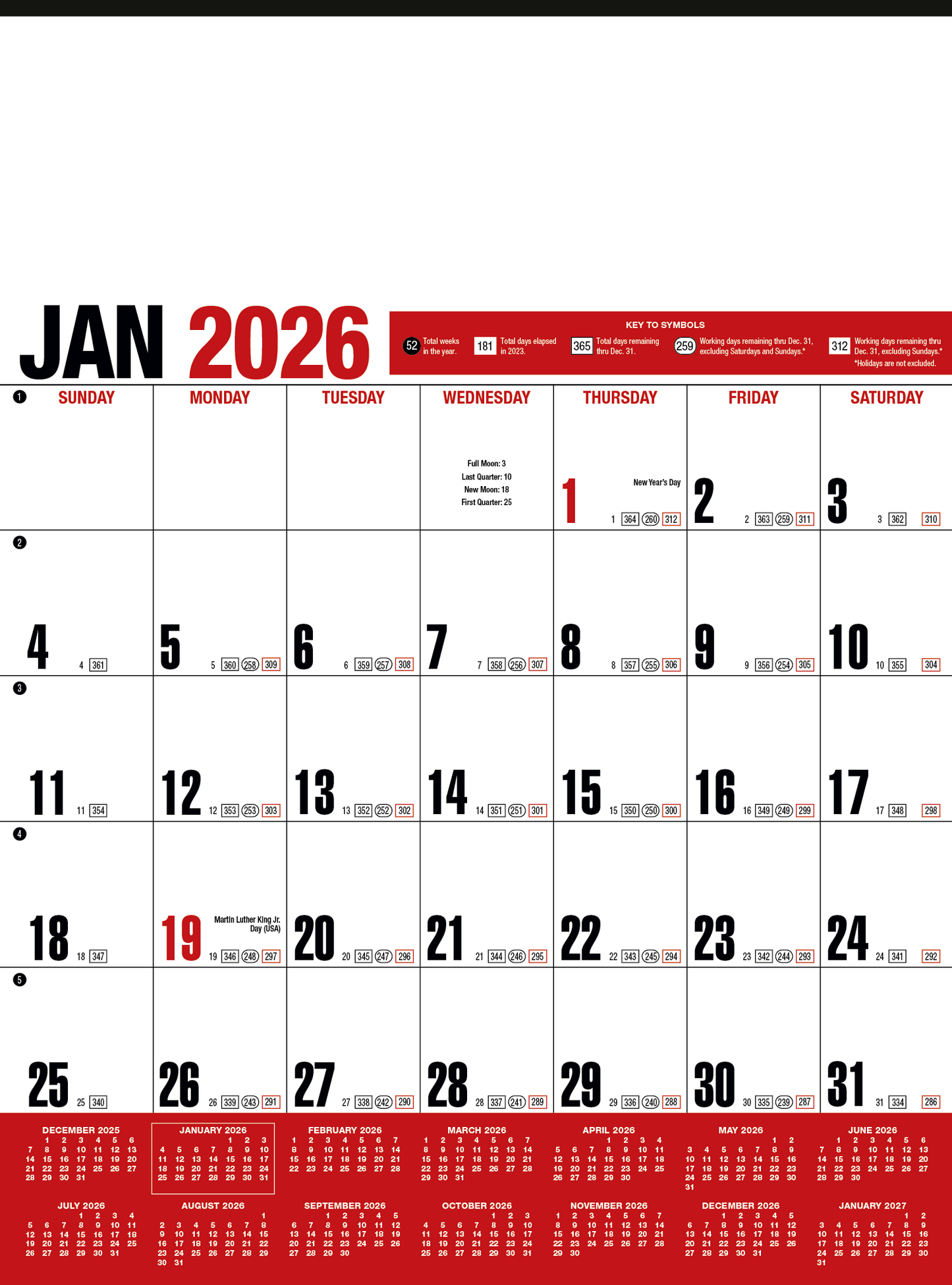 HotLine Products Yearly Record Red Calendar-642