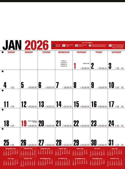 HotLine Products Yearly Record Red Calendar-642