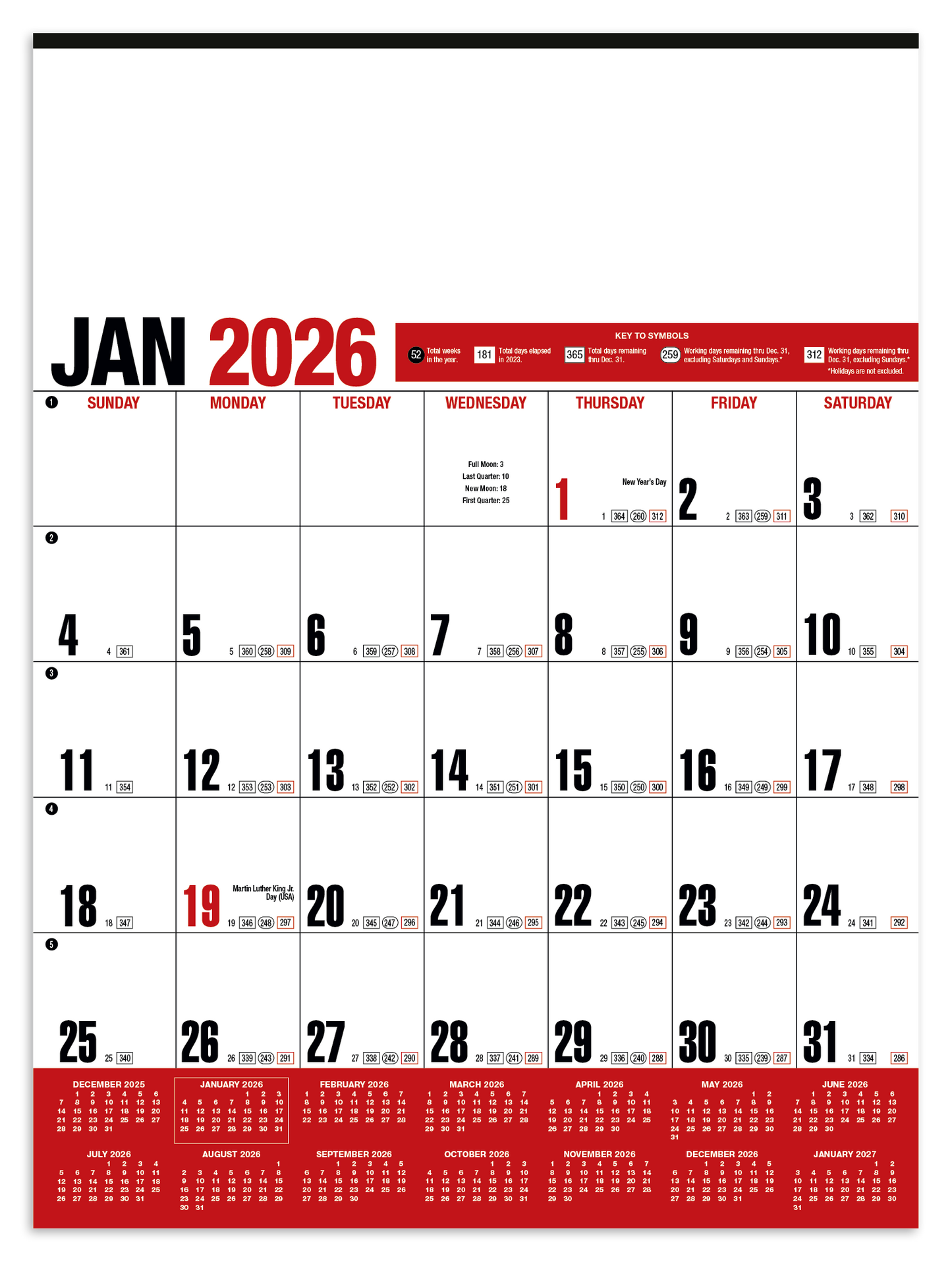 HotLine Products Yearly Record Red Calendar-642