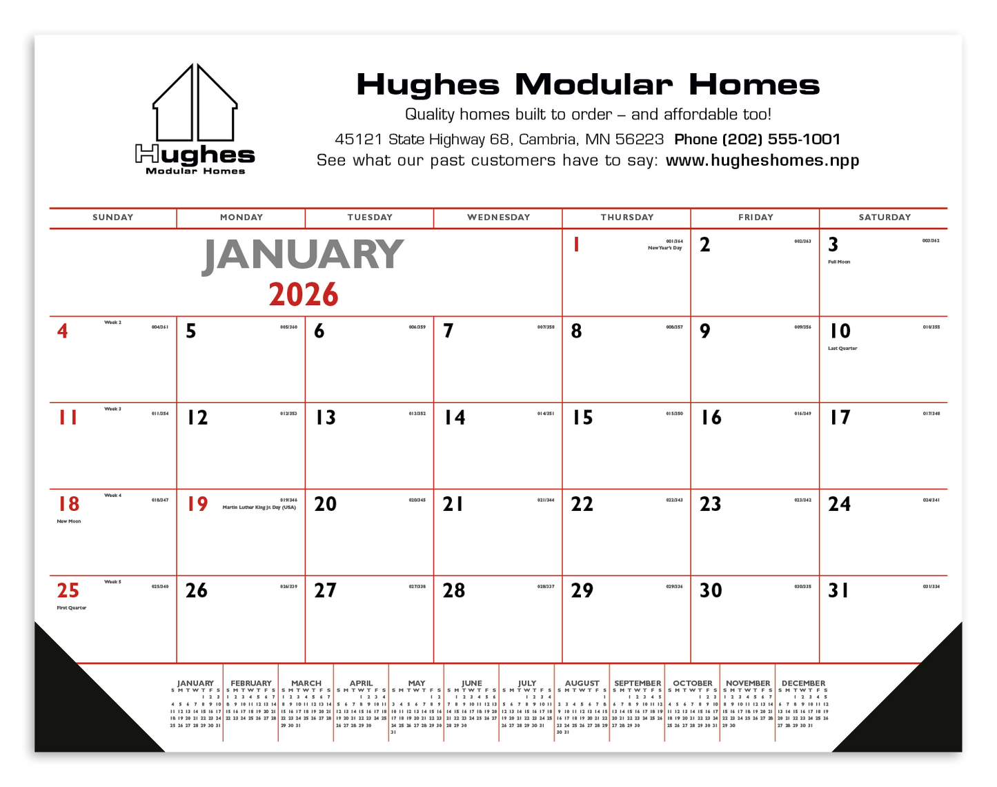 Triumph Calendars Red  Black Desk Pad with Vinyl Corners-6501