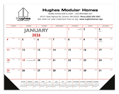 Triumph Calendars Red  Black Desk Pad with Vinyl Corners-6501