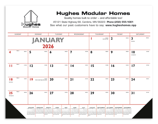 Triumph Calendars Red  Black Desk Pad with Vinyl Corners-6501