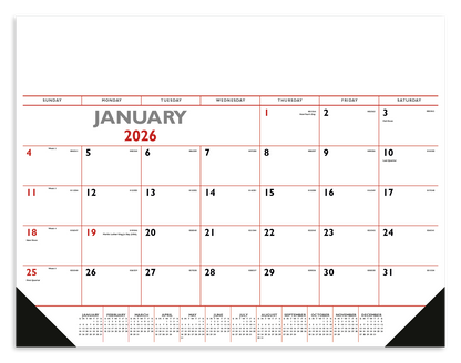 Triumph Calendars Red  Black Desk Pad with Vinyl Corners-6501
