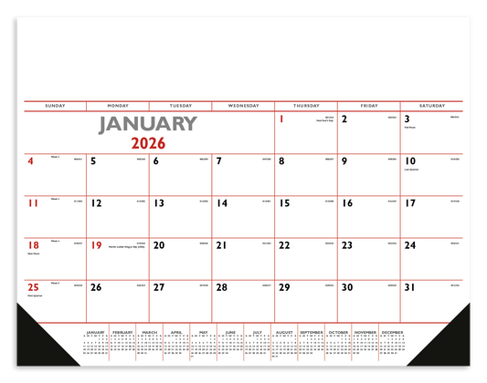 Triumph Calendars Red  Black Desk Pad with Vinyl Corners-6501