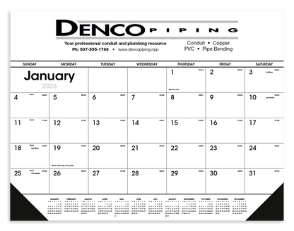 Triumph Calendars Black  White Desk Pad with Vinyl Corners-6506