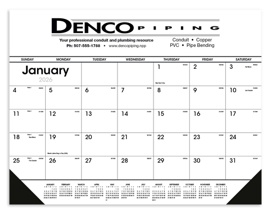 Triumph Calendars Black  White Desk Pad with Vinyl Corners-6506