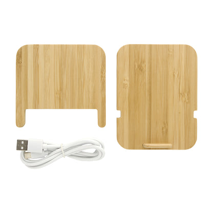 Bamboo 10W Wireless Charger with Phone Holder-CTEK064