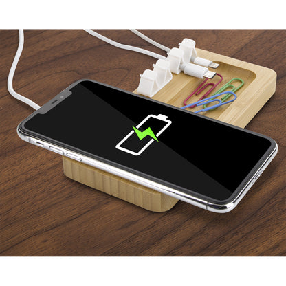 Bamboo 10W Wireless Charging Pad with Cable Organizer-CTEK065