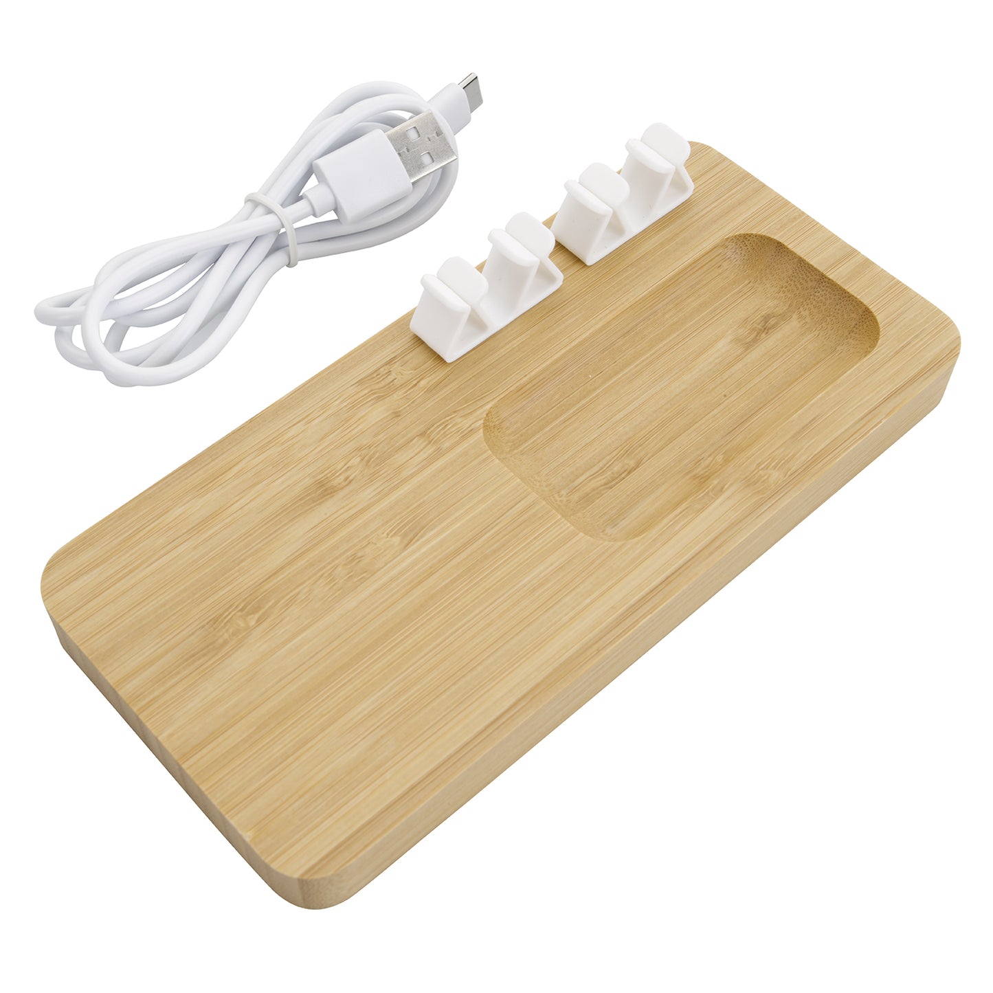 Bamboo 10W Wireless Charging Pad with Cable Organizer-CTEK065