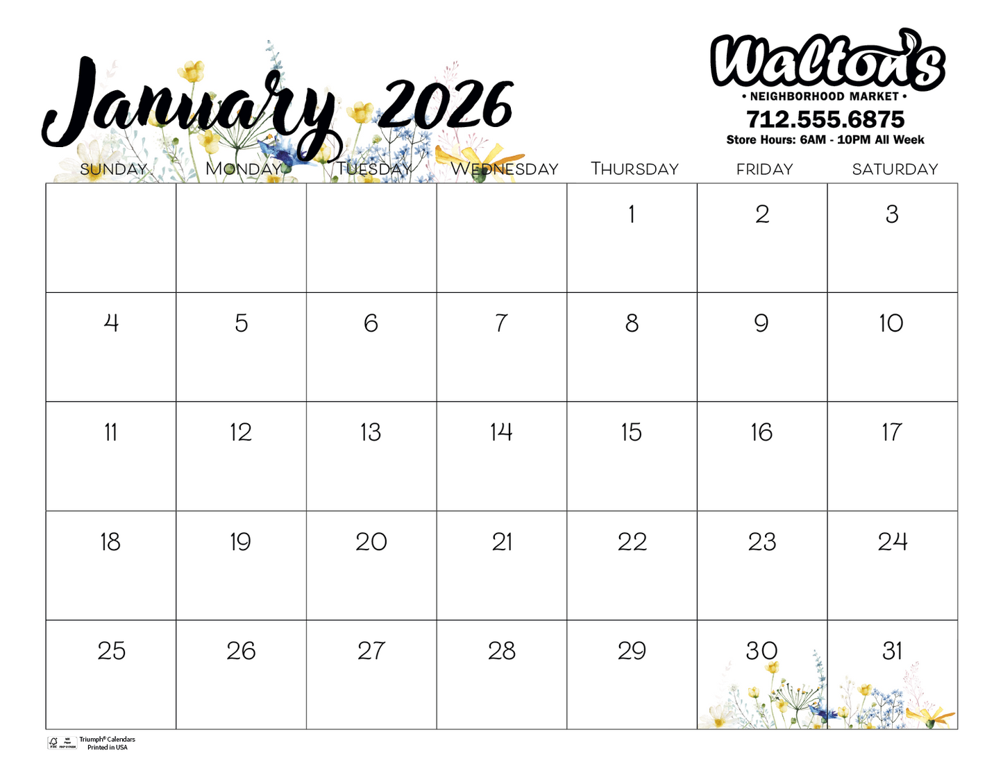 Triumph Calendars Small Monthly Desk Pad  Floral-6557