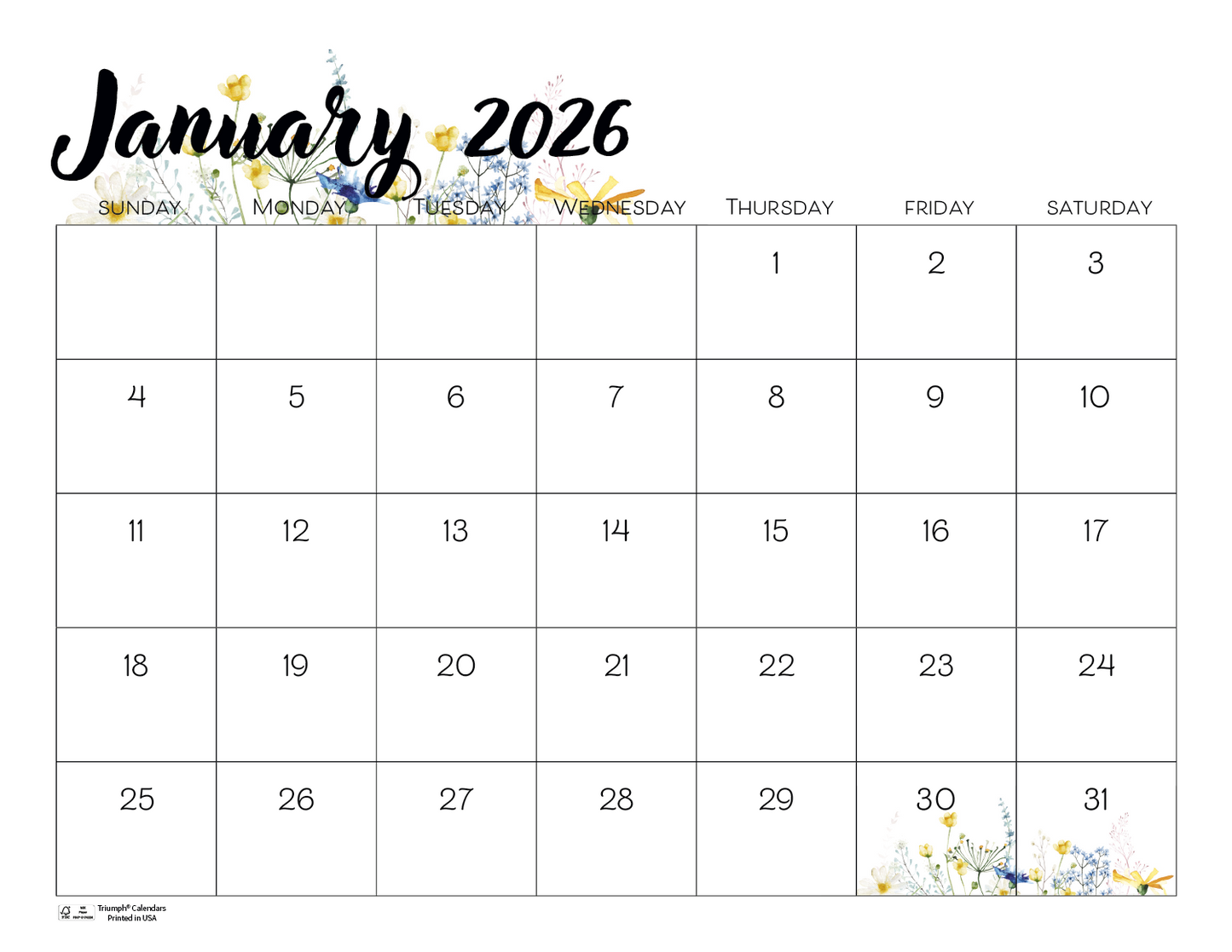 Triumph Calendars Small Monthly Desk Pad  Floral-6557