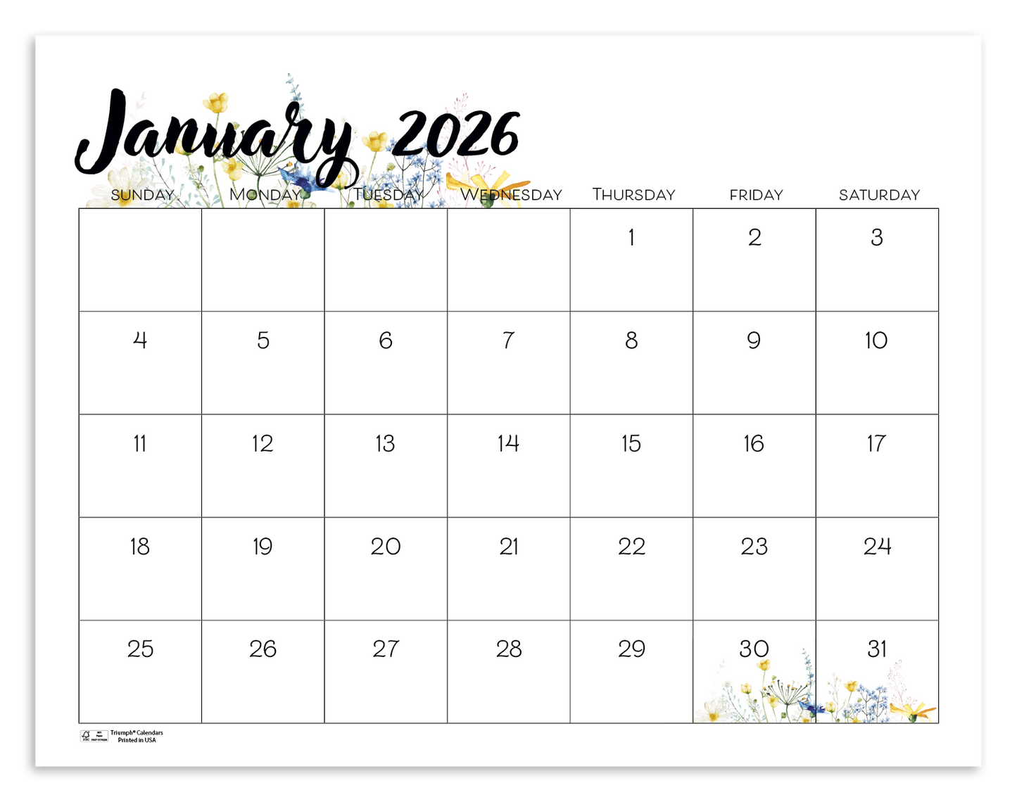 Triumph Calendars Small Monthly Desk Pad  Floral-6557