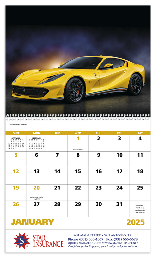 Good Value Exotic Sports Cars  Spiral Calendar-7081