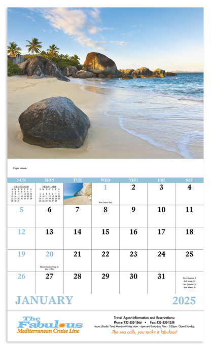 Good Value Beach Paradise  Stapled Calendar-7268