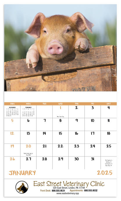 Good Value Baby Farm Animals  Stapled Calendar-7220
