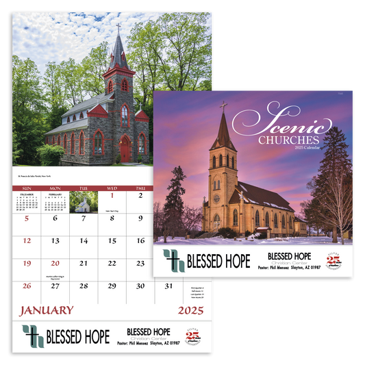 Good Value Scenic Churches  Stapled Calendar-7245