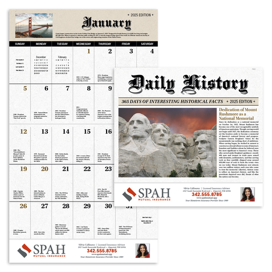 Good Value Daily History  Stapled Calendar-7252