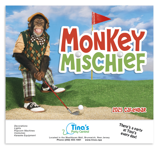 Good Value Monkey Mischief  Stapled Calendar-7233