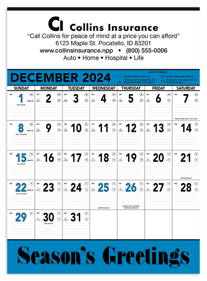 Triumph Calendars Blue  Black Contractor Memo Calendar-6104
