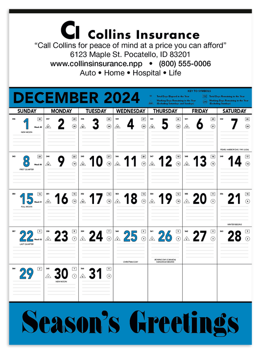 Triumph Calendars Blue  Black Contractor Memo Calendar-6104