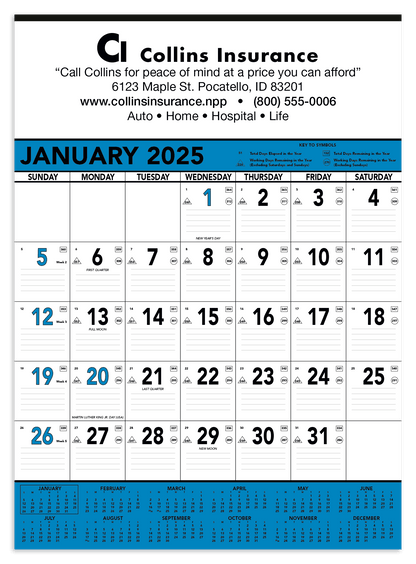 Triumph Calendars Blue  Black Contractor Memo Calendar-6104