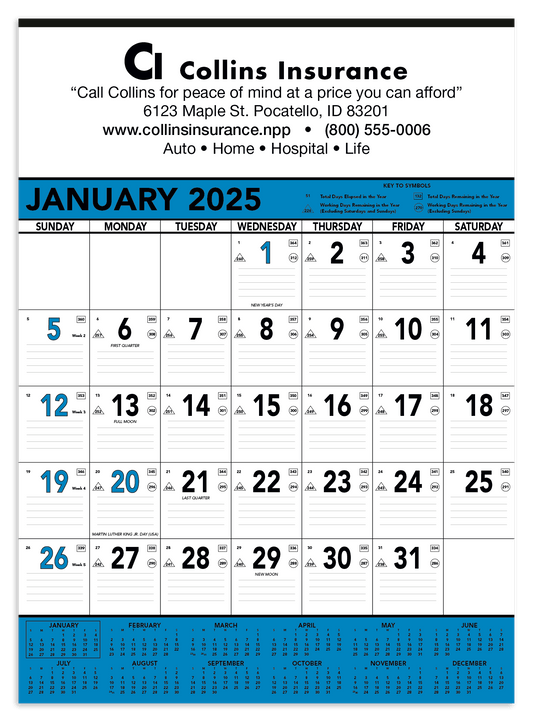 Triumph Calendars Blue  Black Contractor Memo Calendar-6104