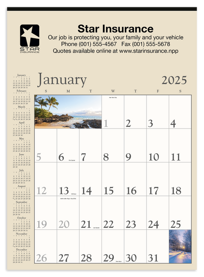 Triumph Calendars Decorator Memo Tan Calendar-6106