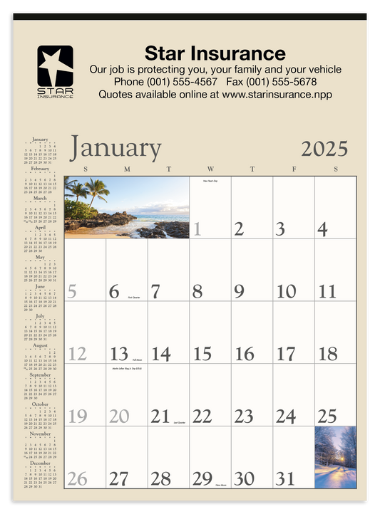 Triumph Calendars Decorator Memo Tan Calendar-6106