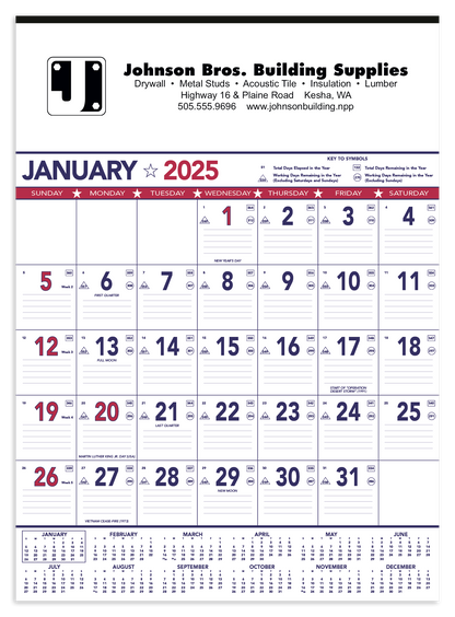 Triumph Calendars Patriotic Contractor Memo Calendar-6108