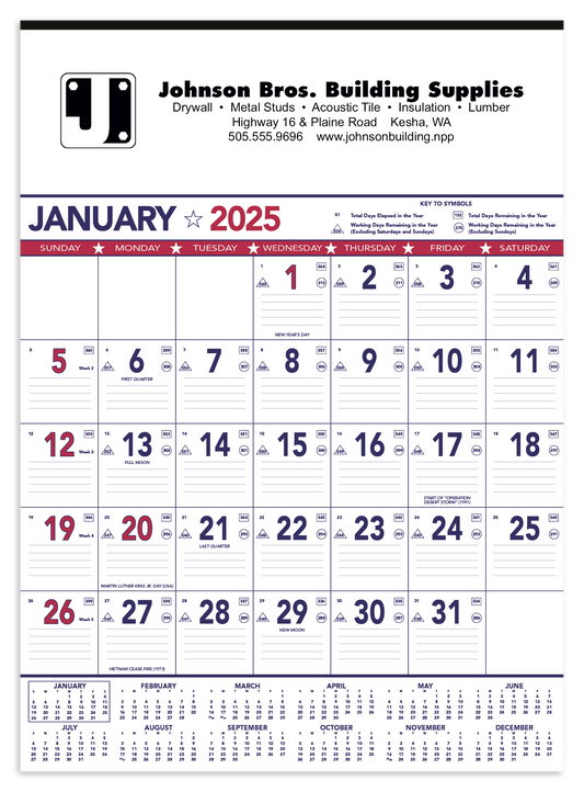 Triumph Calendars Patriotic Contractor Memo Calendar-6108
