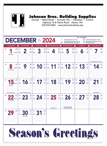 Triumph Calendars Patriotic Contractor Memo Calendar-6108