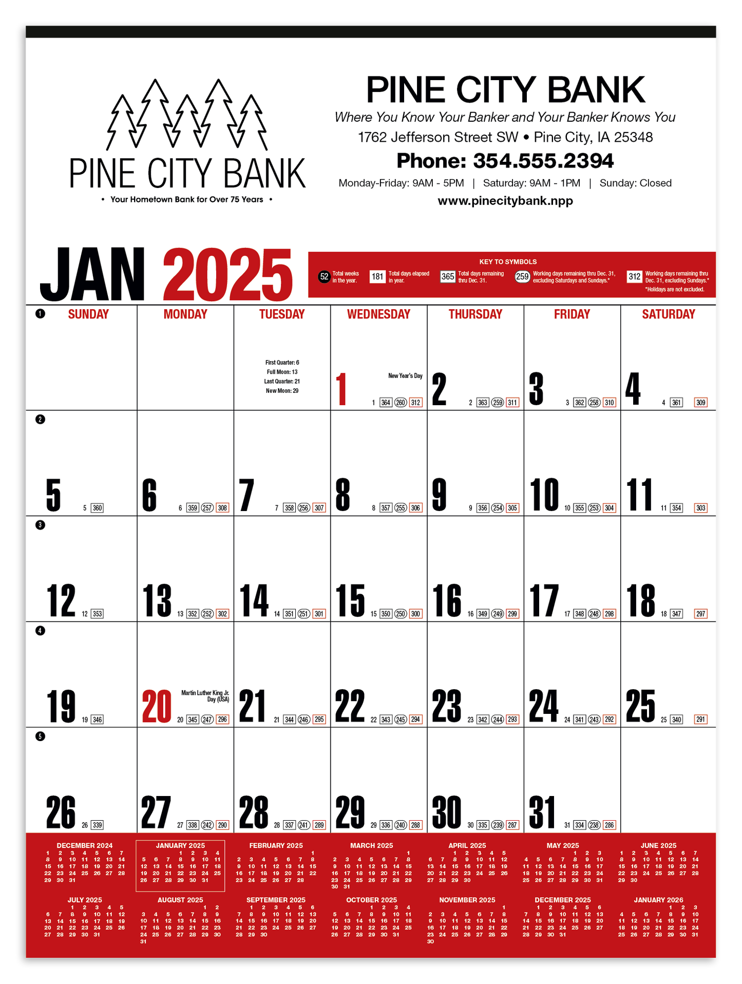 HotLine Products Yearly Record Red Calendar-642