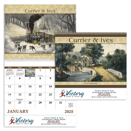 Good Value Currier  Ives  Spiral Calendar-7041