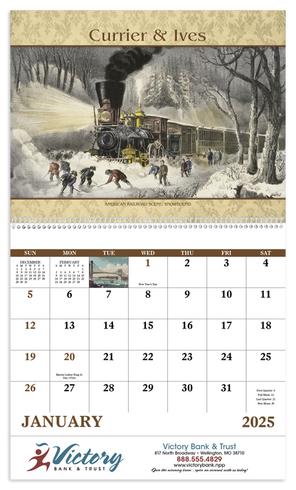 Good Value Currier  Ives  Spiral Calendar-7041